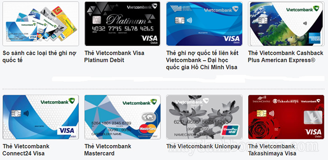 Một số sản phẩm thẻ ghi nợ quốc tế của ngân hàng Vietcombank